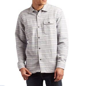 Vissla Flannel Shirt Snap Button Reversible Burshed Cotton Gray Blue XL